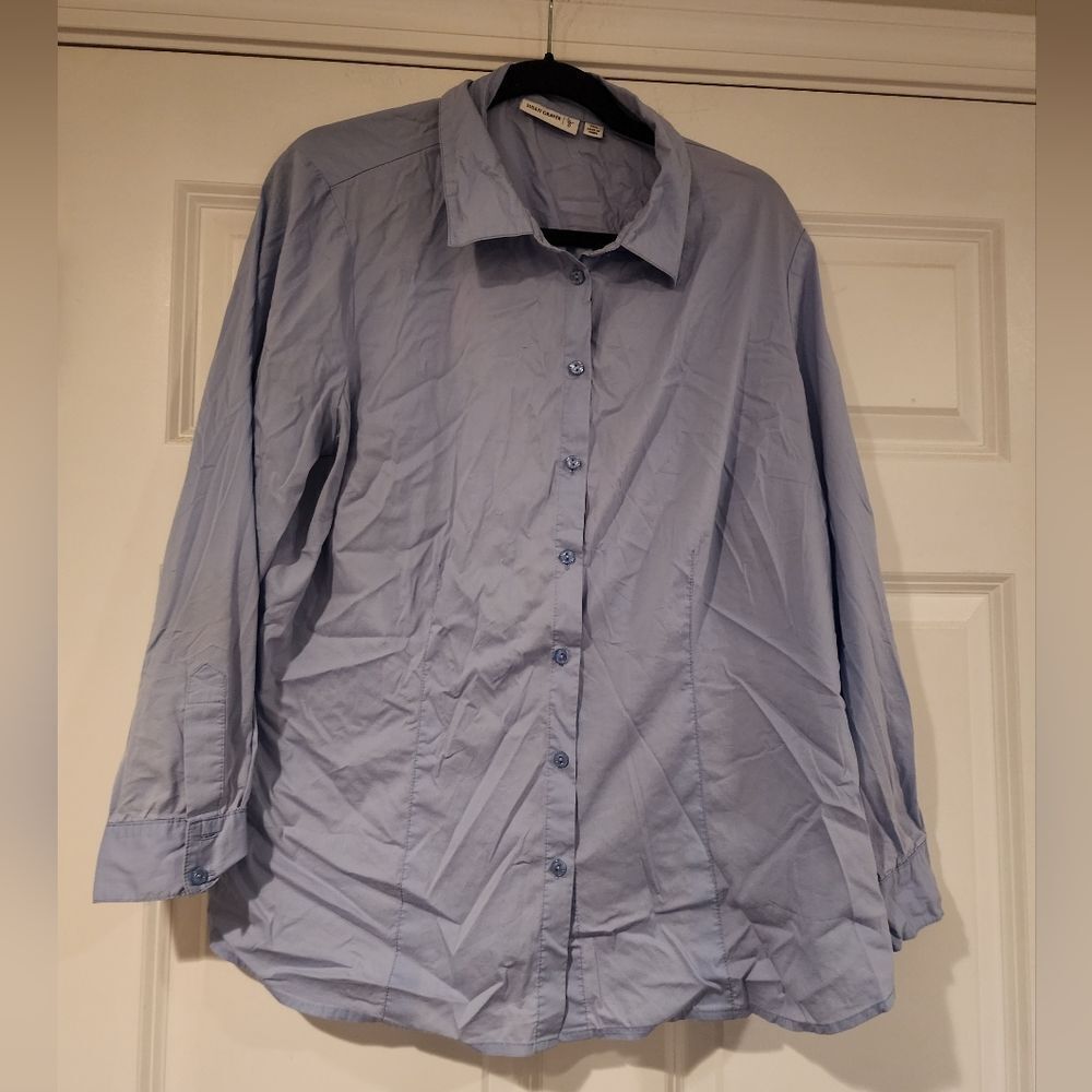 Susan Graver blue button up shirt Size 18W